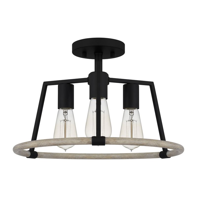 Tippet 3 Light 16&quot; Wide Semi-Flush Ceiling Fixture in Matte Black