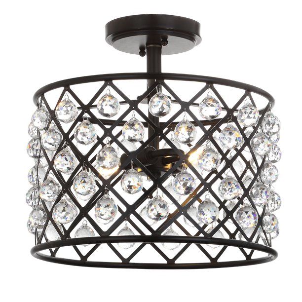 Gabrielle 13&quot; Crystal/Metal LED Semi-Flush Mount, Oil Rubbed Bronze