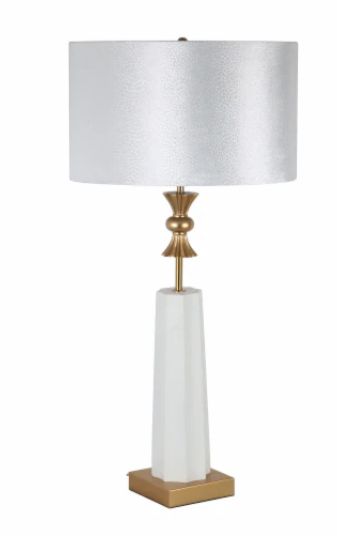 Polyresin 40 Table Lamp in White and Gold