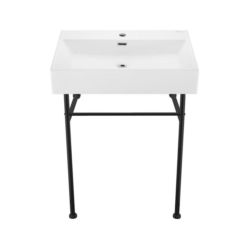 Claire 24&quot; Rectangular Ceramic Console Bathroom Sink with Overflow and 1 Faucet Hole