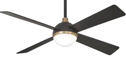 Orb 54&quot; 4 Blade LED Indoor Ceiling Fan with Remote Included Brushed Carbon / Soft Brass