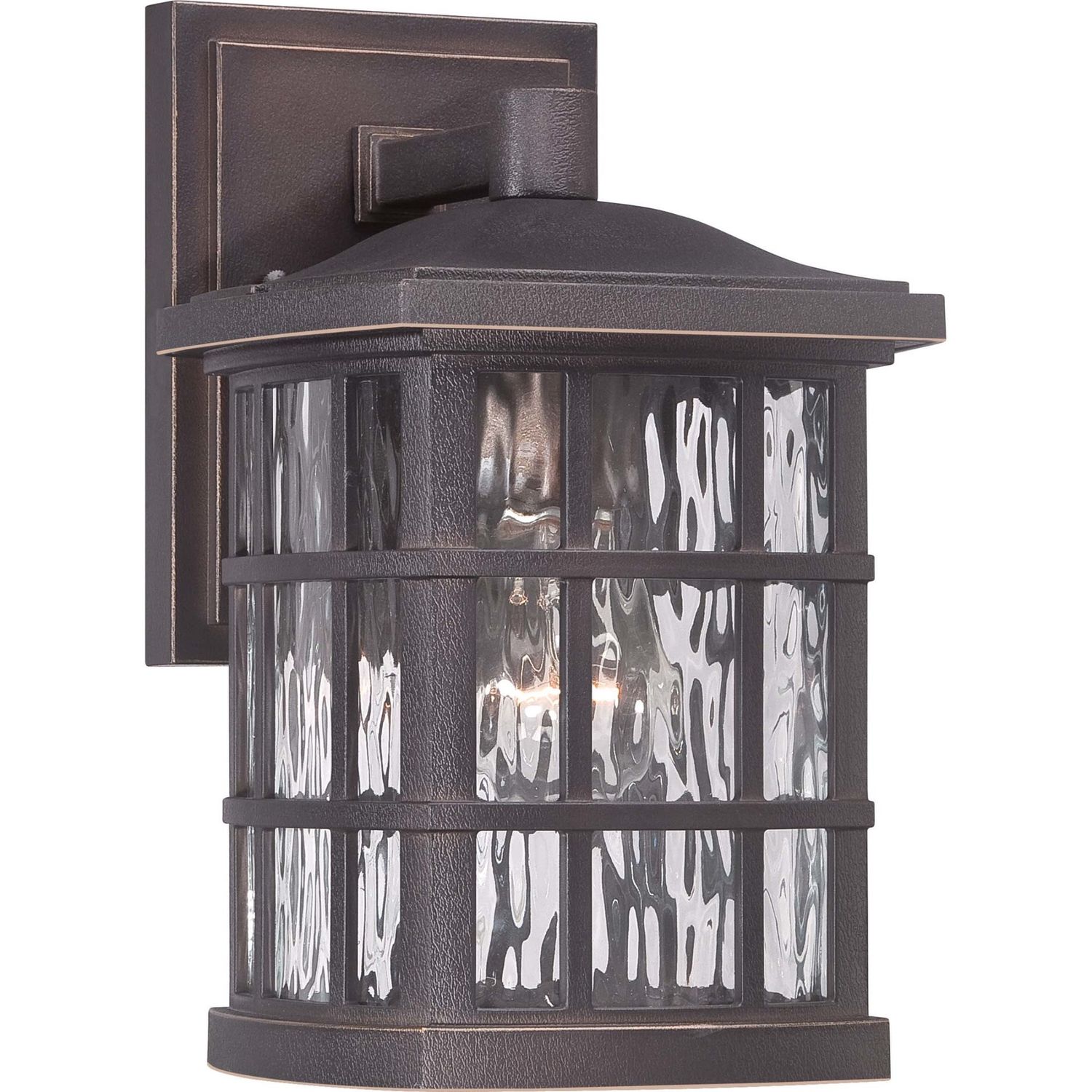 Stonington 1 Light 11&quot; Tall Outdoor Wall Sconce with Clear Water Glass in Black