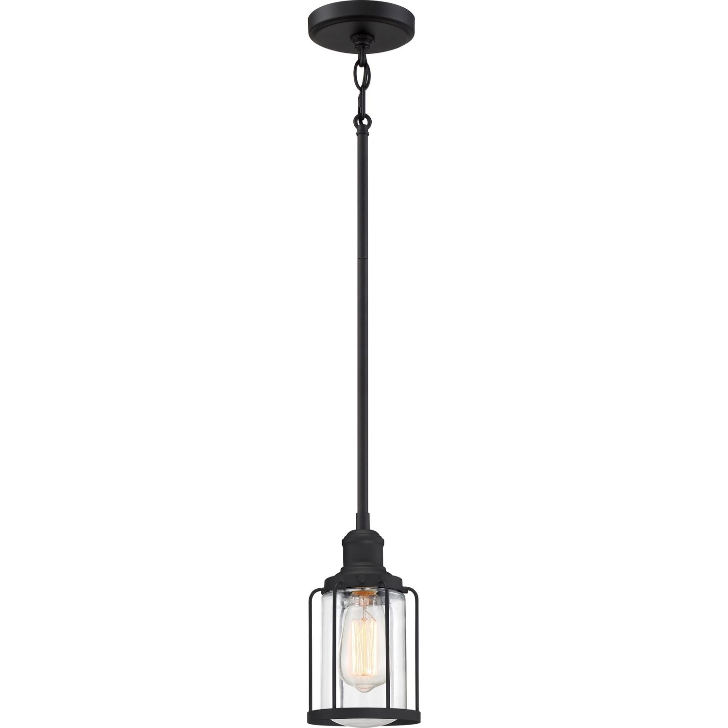 Ludlow 5&quot; Wide Mini Pendant with Clear Glass Shade in Black