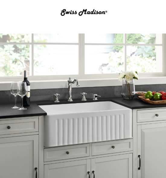 Finish: Glossy White Alternate View Alternate View Gallery Gallery Gallery Gallery Gallery Gallery Gallery Gallery Gallery Gallery Swiss Madison Delice 30&quot; Farmhouse Single Basin Porcelain Kitchen Sin