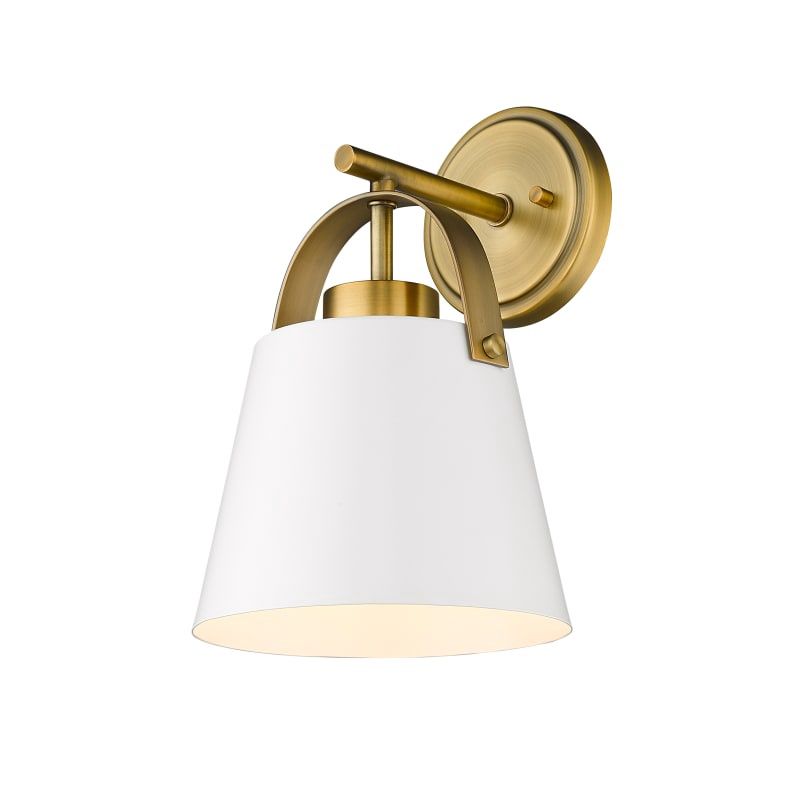 Z-Studio 13&quot; Tall Wall Sconce Matte White  Heritage Brass