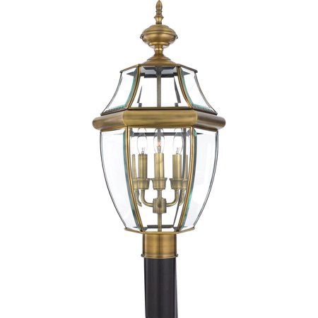 Newbury 3 Light 23&quot; Tall Post Lantern with Clear Glass in Aged Copper