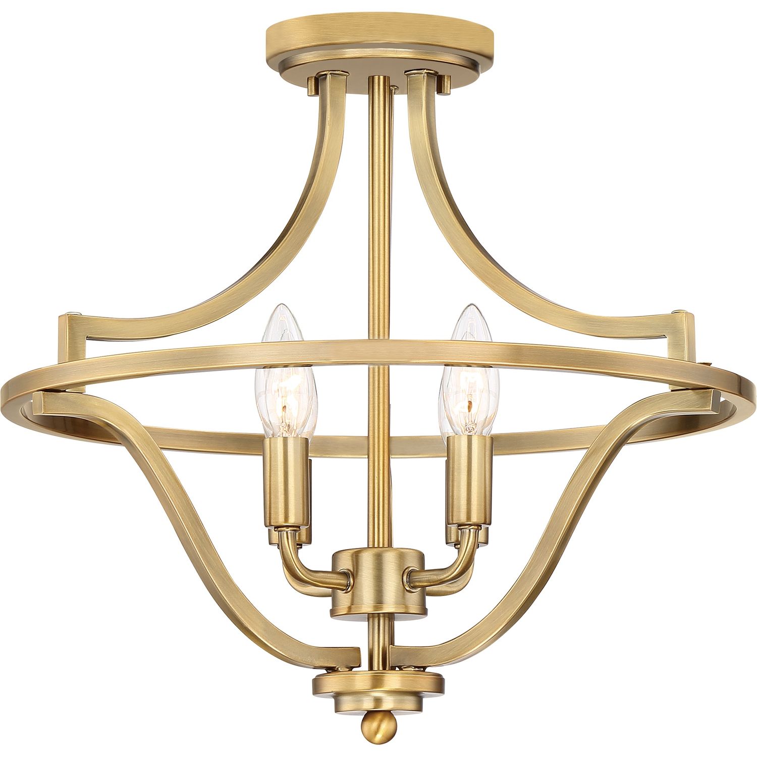 Harvel 4 Light 16&quot; Wide Semi-Flush Ceiling Fixture in Brass Finish