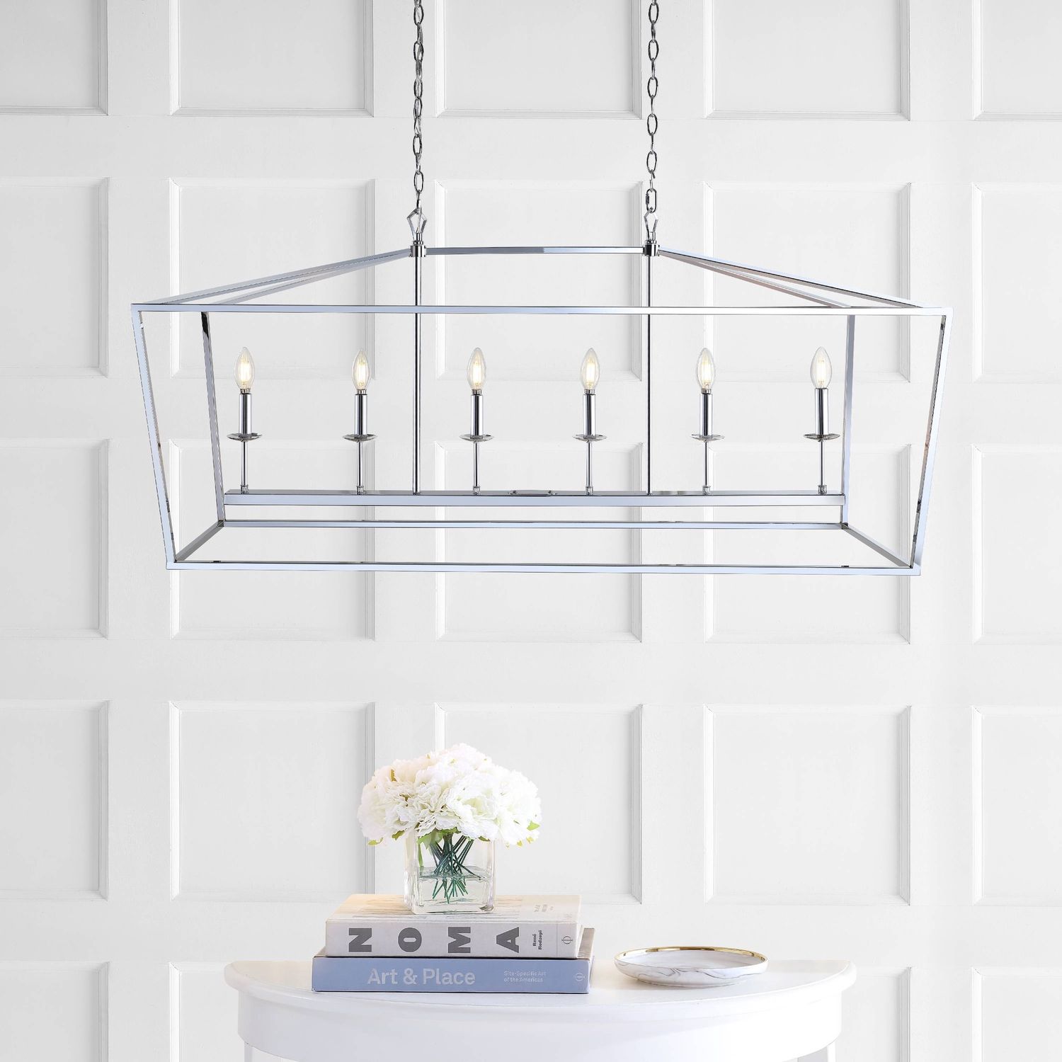 Pagoda 6 Light 49&quot; Wide LED Taper Candle Chandelier