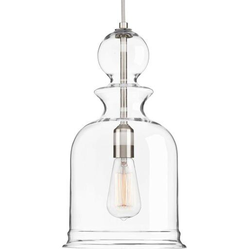 Staunton Single Light 9&quot; Wide Mini Pendant Clear Glass Brushed Nickel Finish