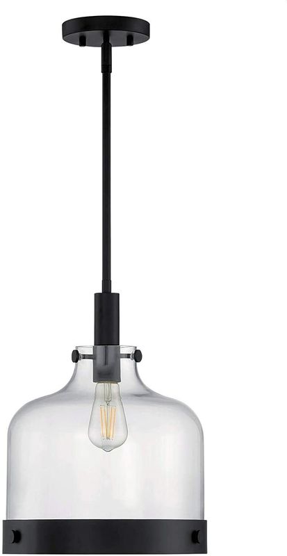 Crozet Single Light 14&quot; Wide Pendant Clear Glass Black Finish