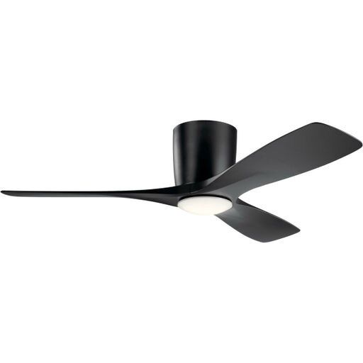 Volos 48&quot; 3 Blade Hugger Indoor Ceiling Fan - Wall Control Included Black Finish