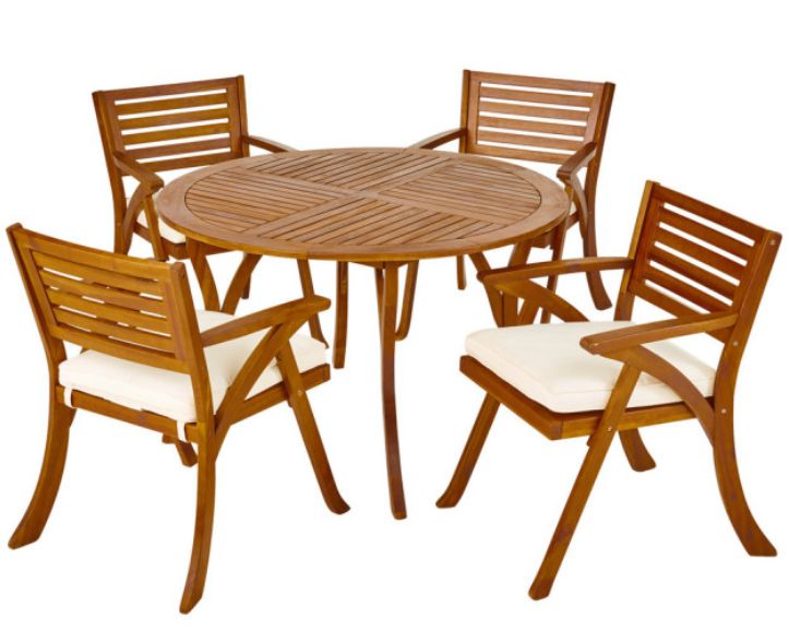5 Pieces Wood Outdoor Patio Set