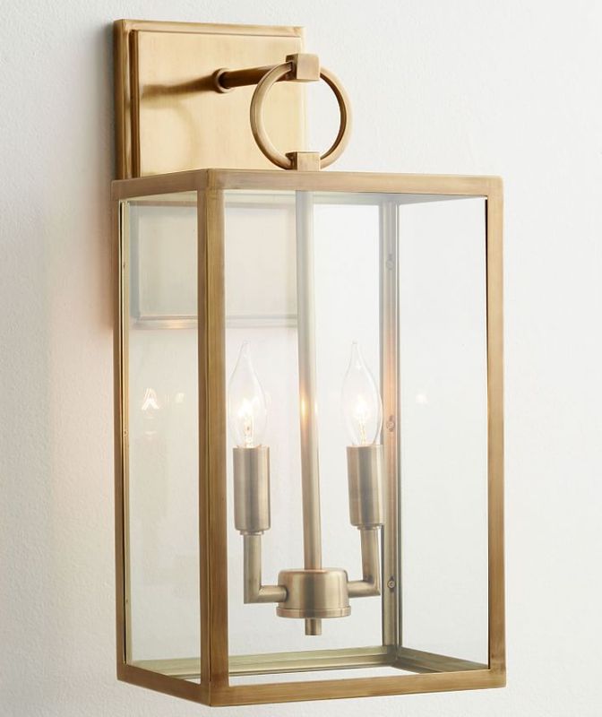 Manor Outdoor Glass &amp; Iron Sconce in Gold 19 in