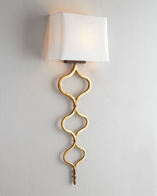 Sinuous Hollywood Regency Gold Leaf Sinuous Metal Sconce