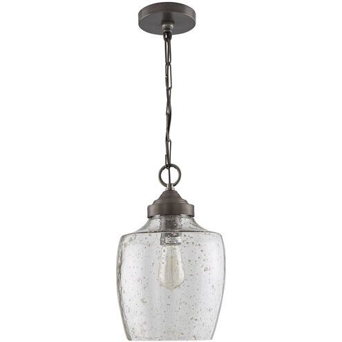 Transitional 1-light Pewter Glass Pendant in Black