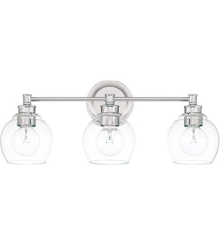 Mid Century 3 Light 24 inch Polished Nickel Vanity Light Wall Light