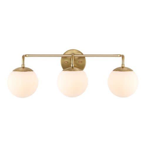 Louis 3 Light 25&quot; Wide LED Bathroom Vanity Light in Brass Gold