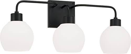 Tanner 3 Light 25&quot; Wide Vanity Light in Black with Frosted Glass