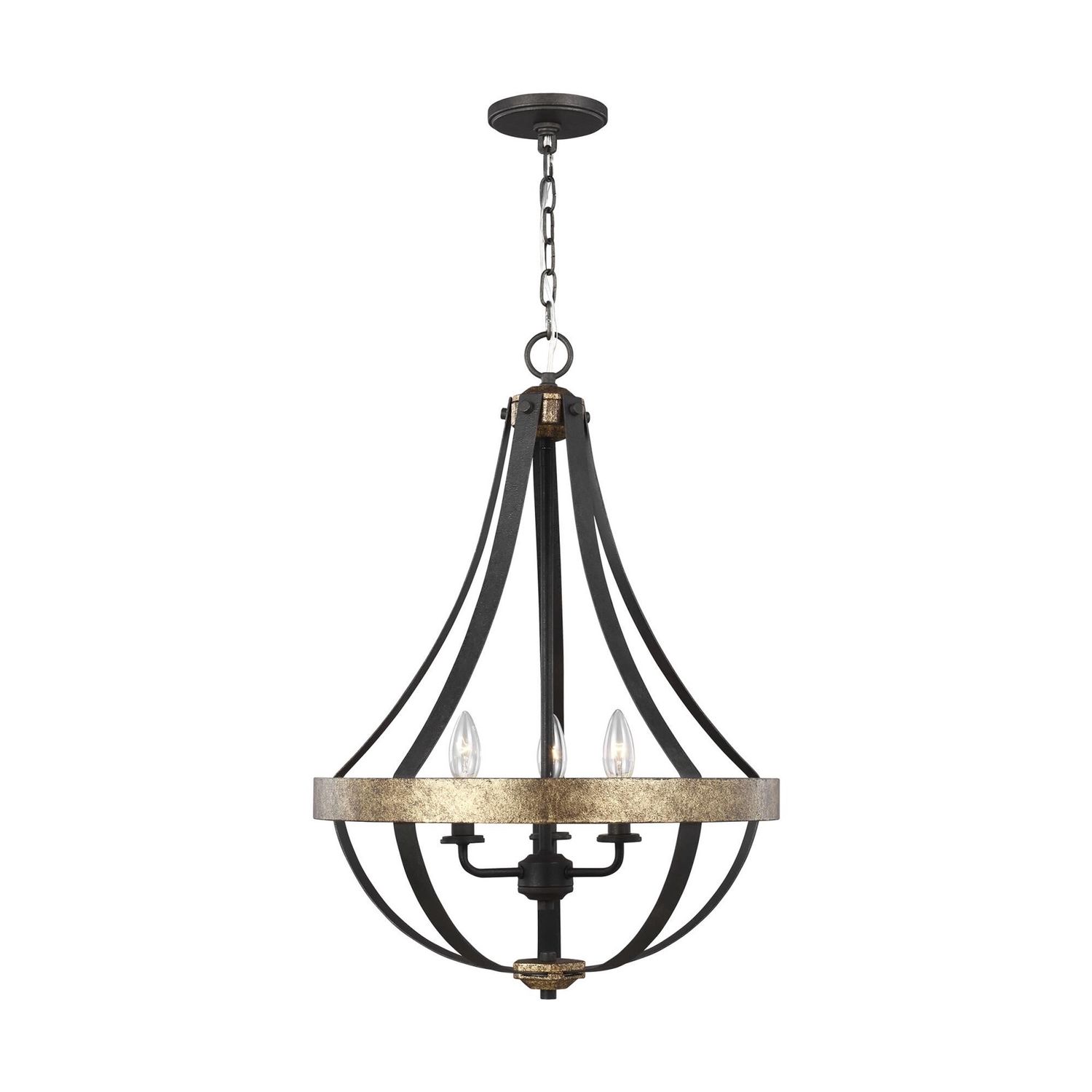 Davlin 3-Light Textured Black French Country/Cottage Teardrop Pendant Light