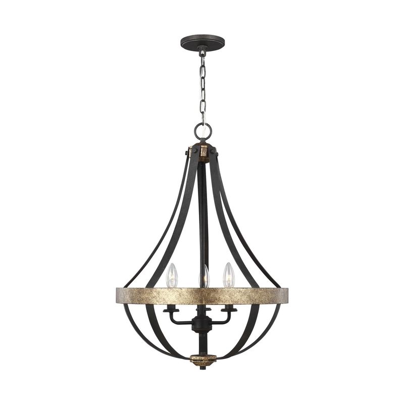 Davlin 3-Light Textured Black French Country/Cottage Teardrop Pendant Light