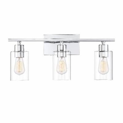Lambert 3 Light 22&quot; Wide Bathroom Vanity Light with Glass Shades in Polished Chrome