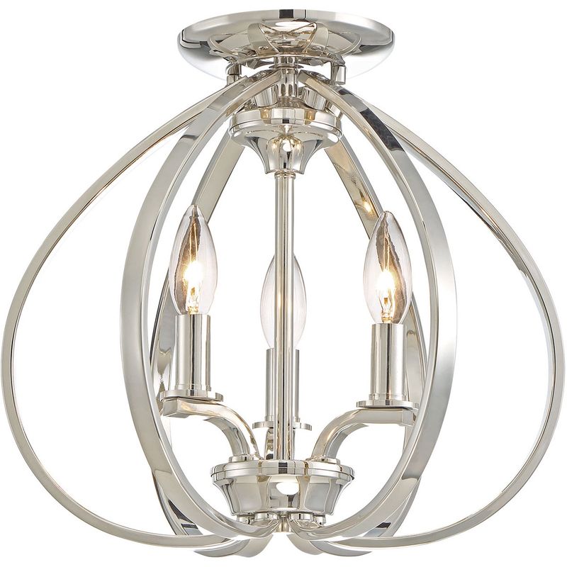Tilbury 3 Light 14 inch Polished Nickel Semi Flush Mount Ceiling Light