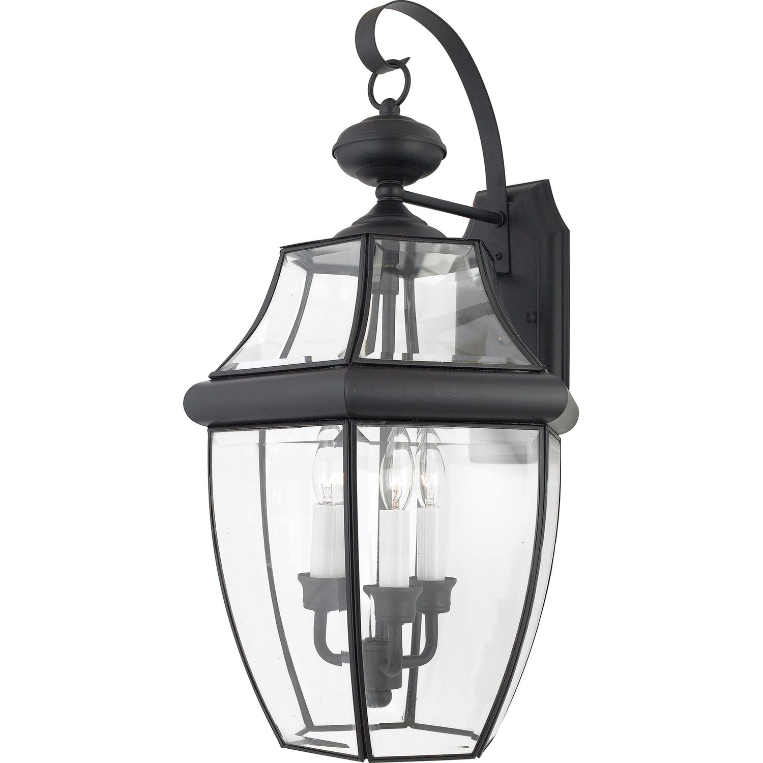 Newbury 3 Light 23&quot; Tall Outdoor Wall Sconce with Clear Glass in Mystic Black