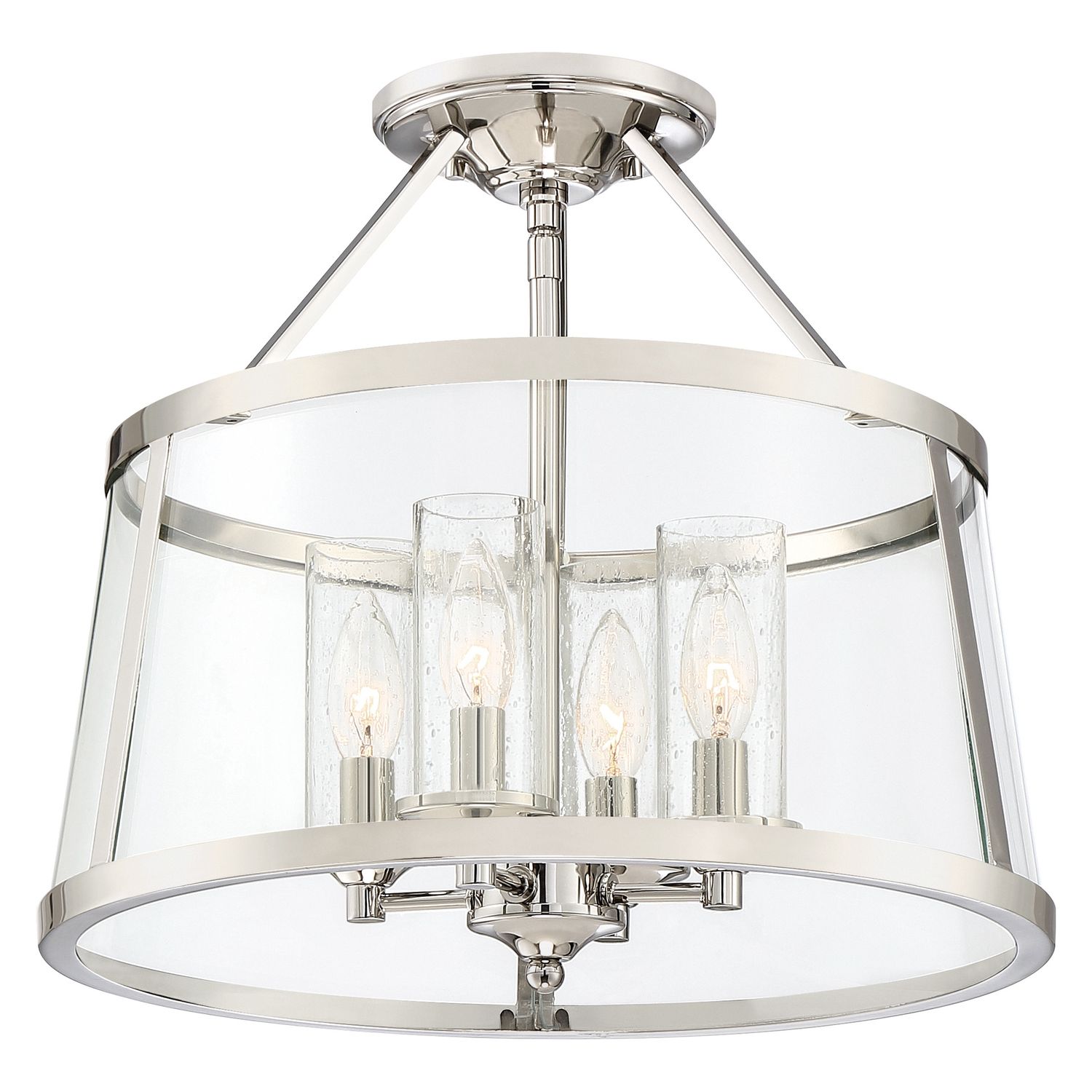 Barlow 4 Light 16&quot; Wide Semi-Flush Ceiling Fixture in Polished Nickel