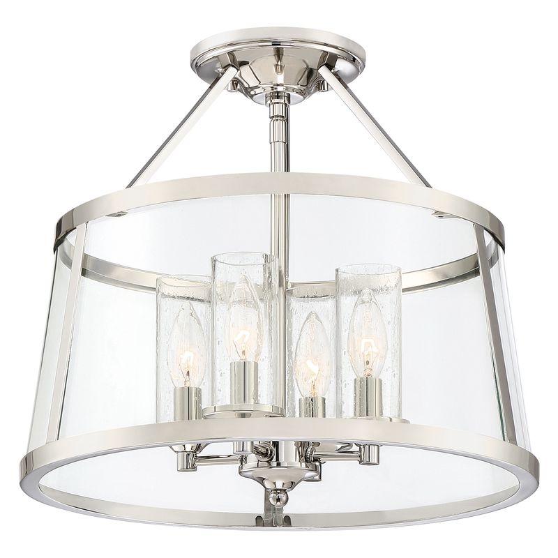 Barlow 4 Light 16&quot; Wide Semi-Flush Ceiling Fixture in Polished Nickel