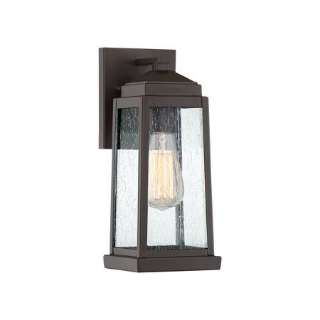 Ravenel Single Light 12-1/2&quot; Tall Outdoor Wall Sconce with Glass Panel Shades in Bronze