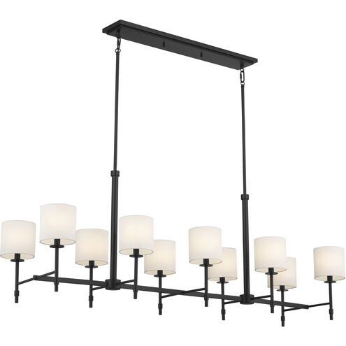 Ali 10 Light 63&quot; Wide Linear Chandelier with Linen Shades