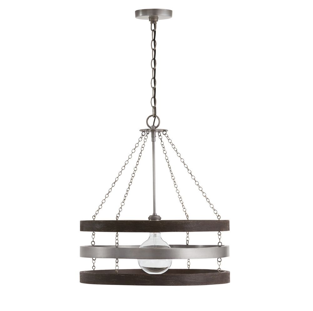 Ashton 20&quot; Wide Pendant Carbon Grey / Matte Nickel Indoor Lighting Pendants
