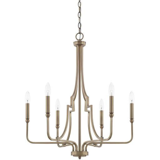 Dawson 6 Light 25&quot; Wide Chandelier in Aged Brass
