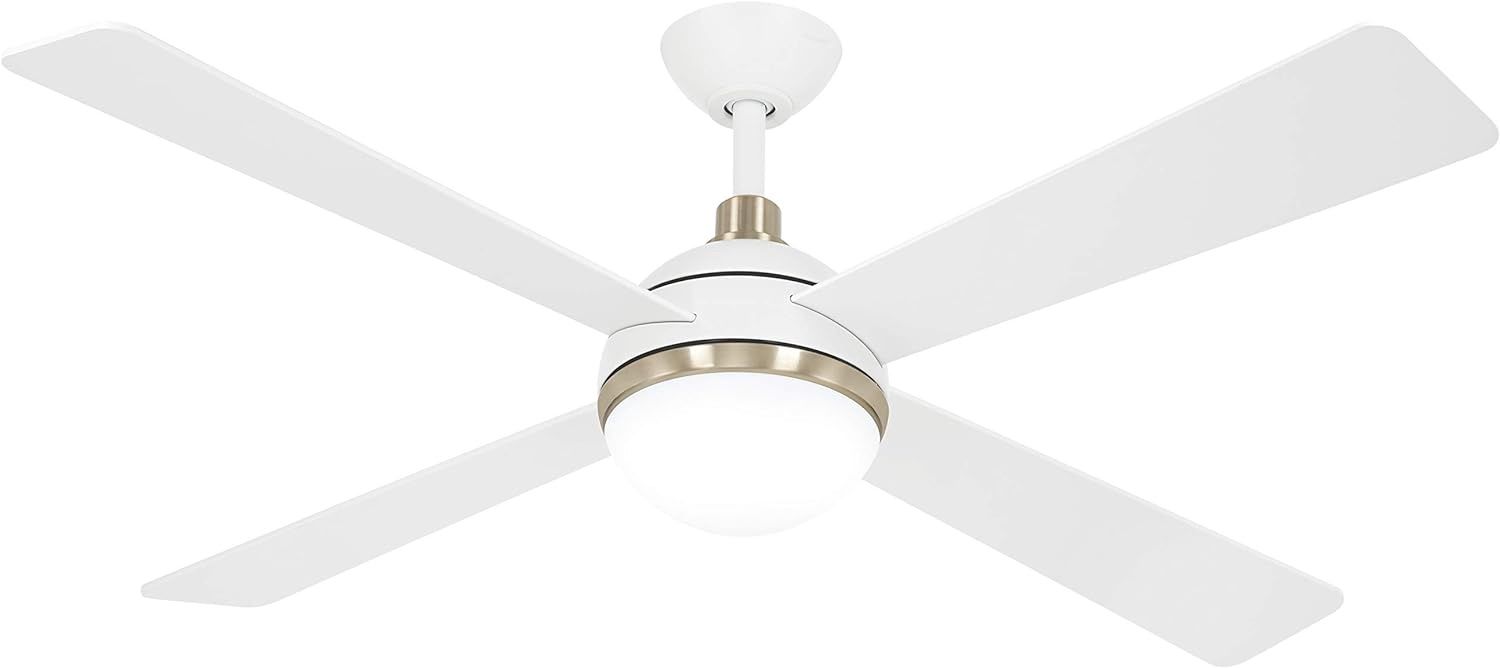Orb 54&quot; 4 Blade LED Indoor Ceiling Fan with Remote Included Flat White  Soft Brass