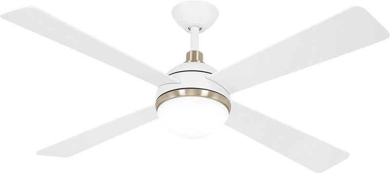 Orb 54&quot; 4 Blade LED Indoor Ceiling Fan with Remote Included Flat White  Soft Brass