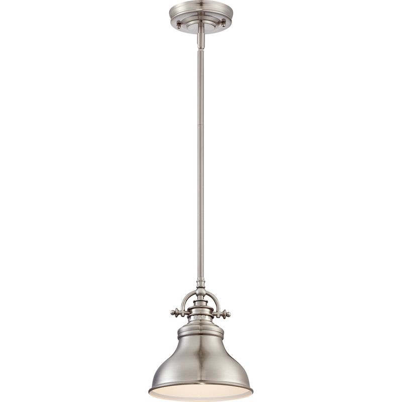 Emery Single Light 8&quot; Wide Mini Pendant with Metal Warehouse Shade in Brushed Nickel