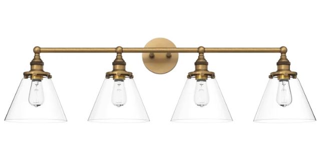 Barwell 4 Light 33&quot; Wide Bathroom Vanity Light in Aged Brass