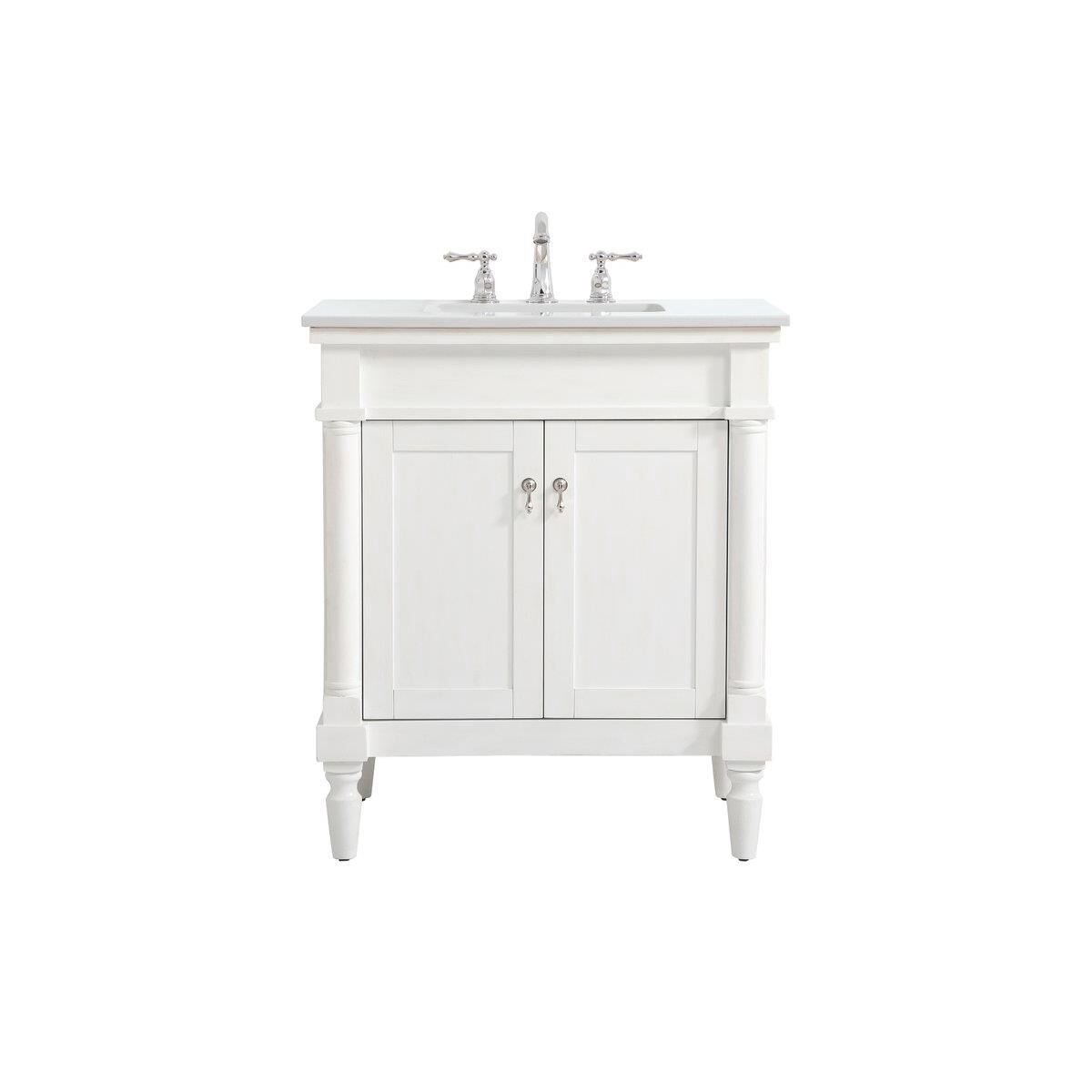 Lexington 30&quot; Free Standing Single Basin Vanity Set with Cabinet and Marble Vanity Top in White