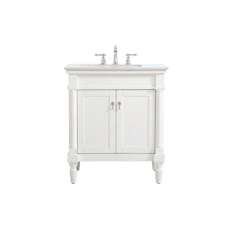 Lexington 30&quot; Free Standing Single Basin Vanity Set with Cabinet and Marble Vanity Top in White
