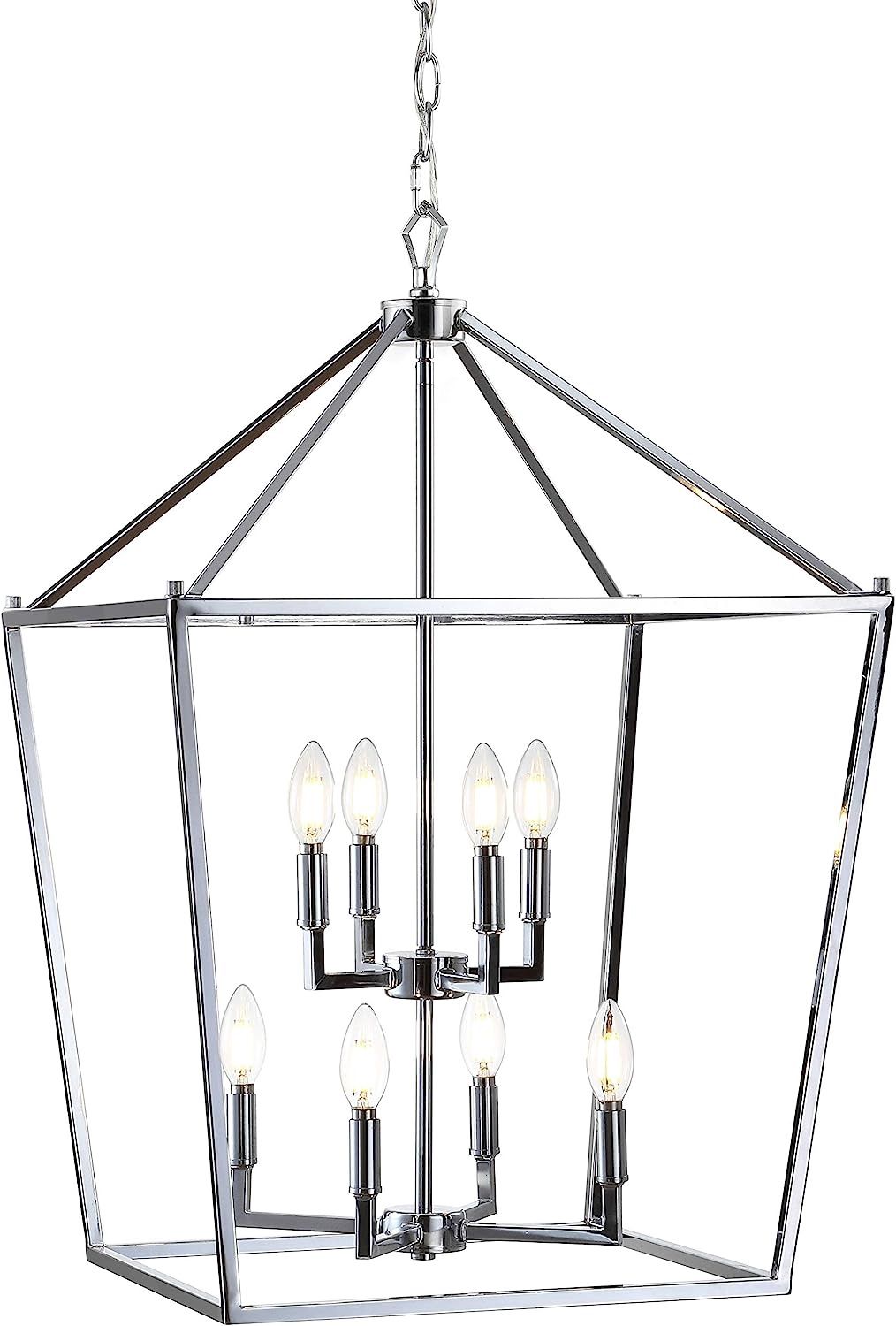 Pagoda 8 Light 20&quot; Wide LED Taper Candle Chandelier in Chrome