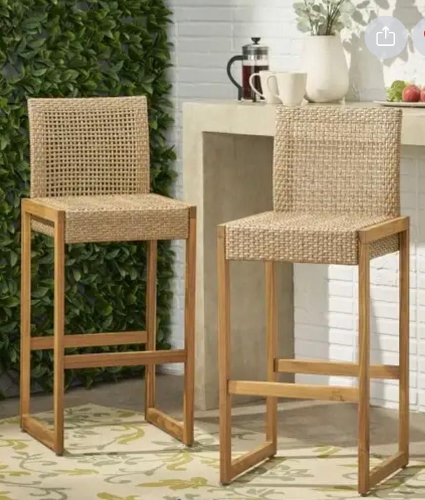 Elon Outdoor Wicker Barstools (Set of 2) by Christopher Knight Home