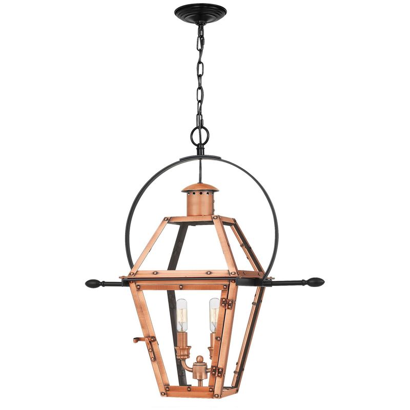 Rue De Royal 2 Light 21&quot; Wide Outdoor Pendant in Aged Copper