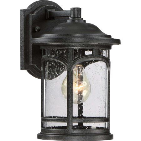 Marblehead Single Light 11&quot; Tall Outdoor Wall Sconce with a Glass Shade Mystic Black