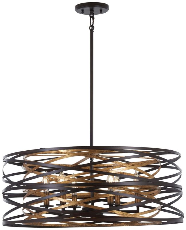 Vortic Flow 6 Light 26&quot; Wide Taper Candle Chandelier with Metal Shade