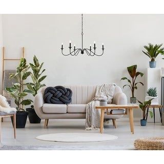 Rohan 6 Light 42&quot; Wide Taper Candle Style Chandelier in Matte Black