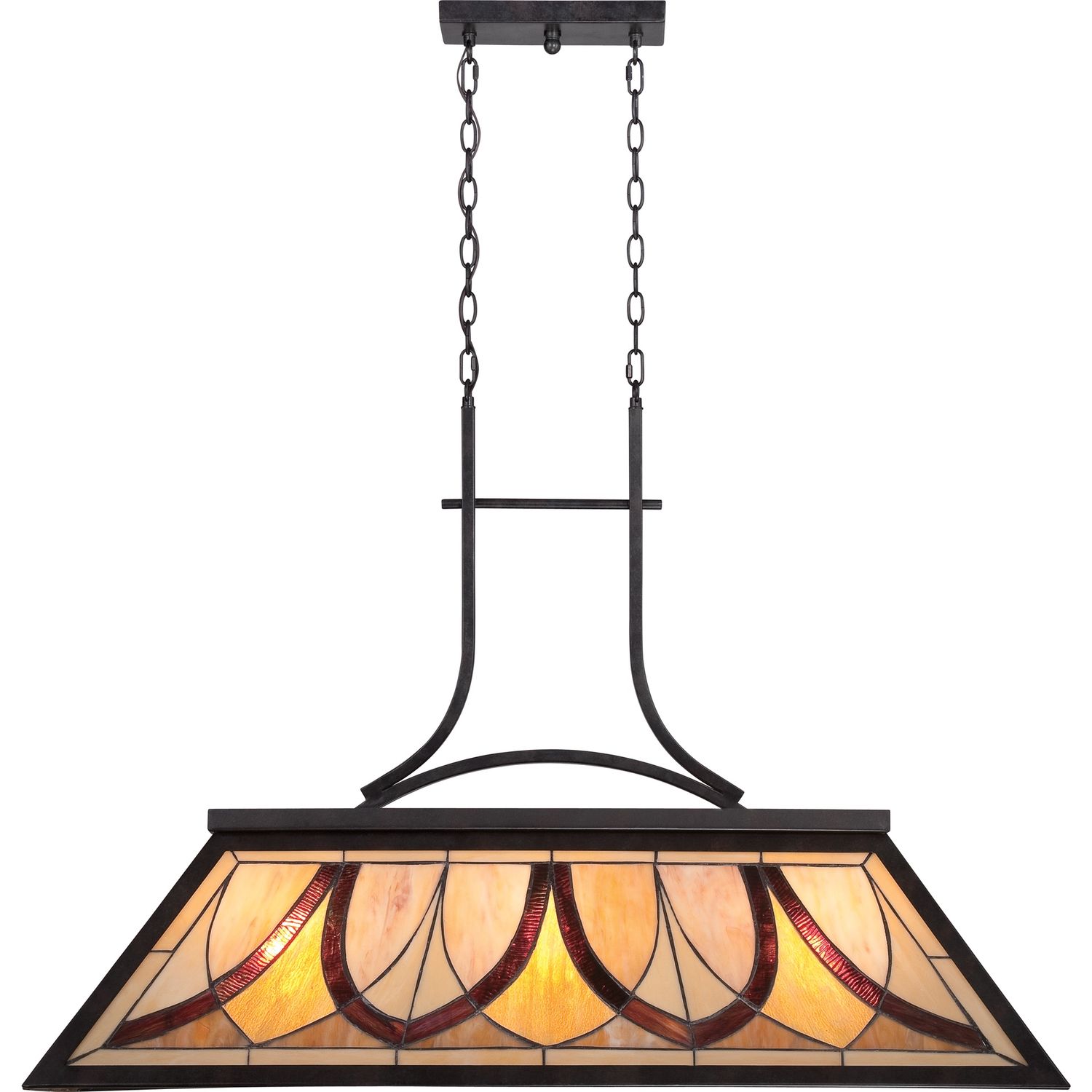 Asheville 3 Light 44&quot; Linear Chandelier with Tiffany Glass