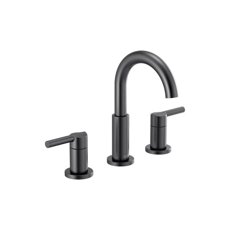 Nicoli 1.2 GPM Widespread Bathroom Faucet with Push Pop-Up Drain Assembly Matte Black