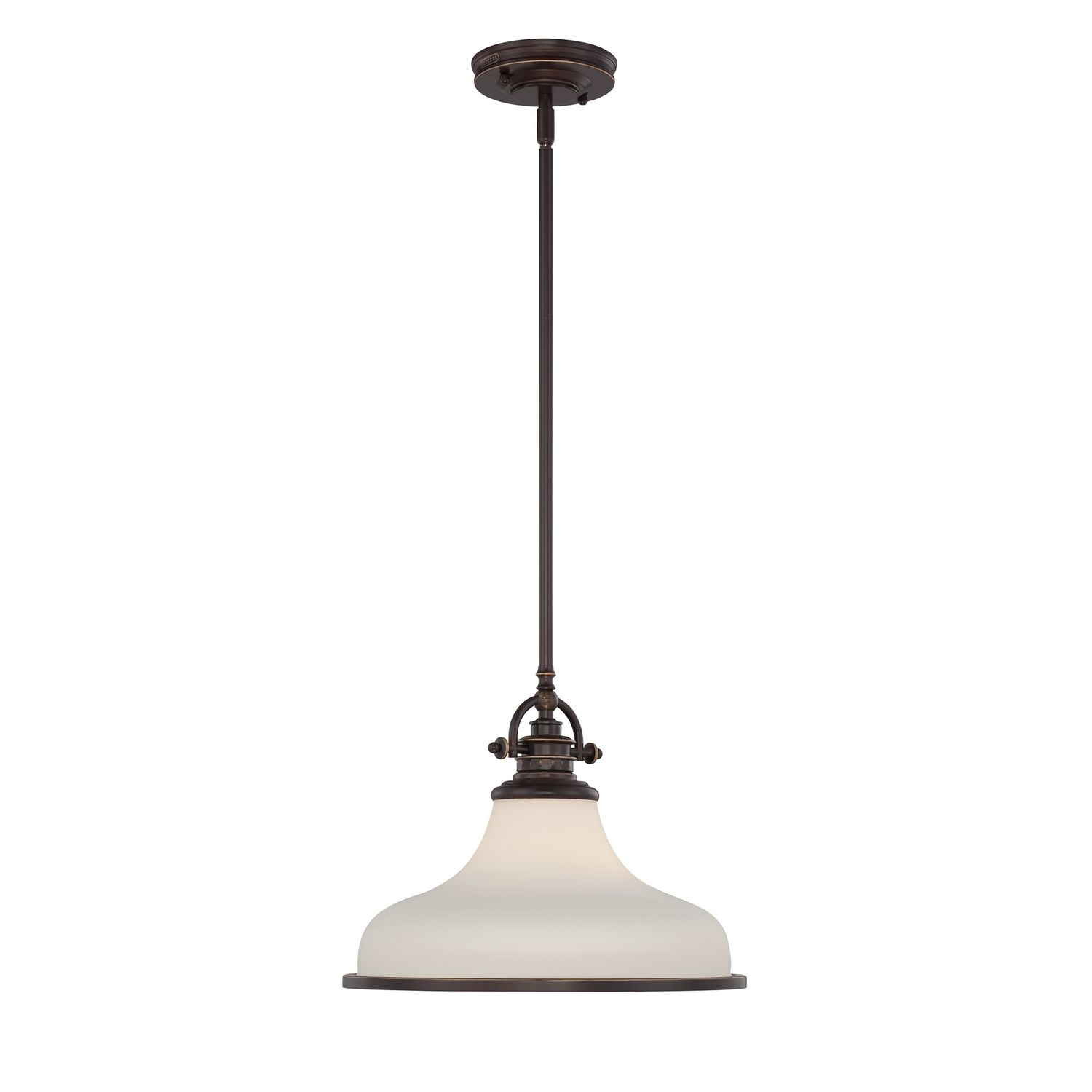 Grant 1 Light 13.5&quot; Wide Pendant in Bronze with Frosted Glass