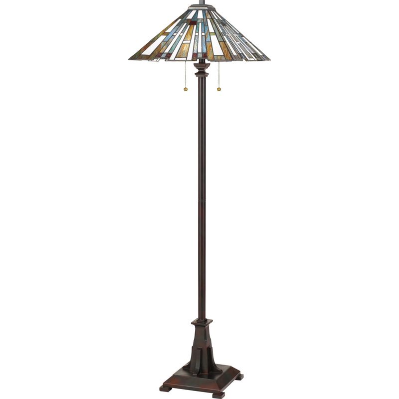 Maybeck 2 Light 62&quot; Tall Buffet and Tiffany Floor Lamp in Bronze