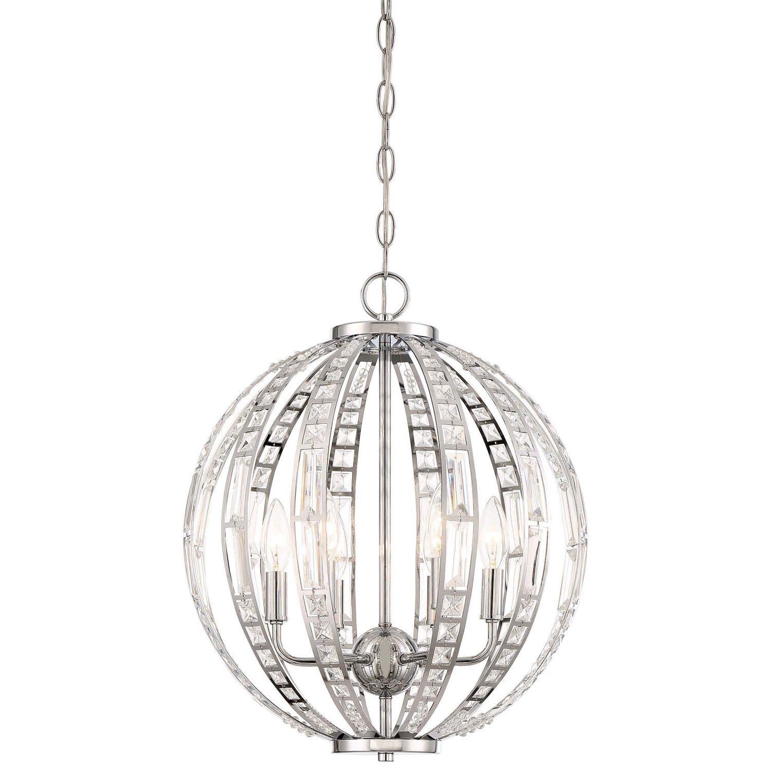 Palermo 6 Light 16&quot; Wide Taper Candle Pendant with Crystal Accents Chrome